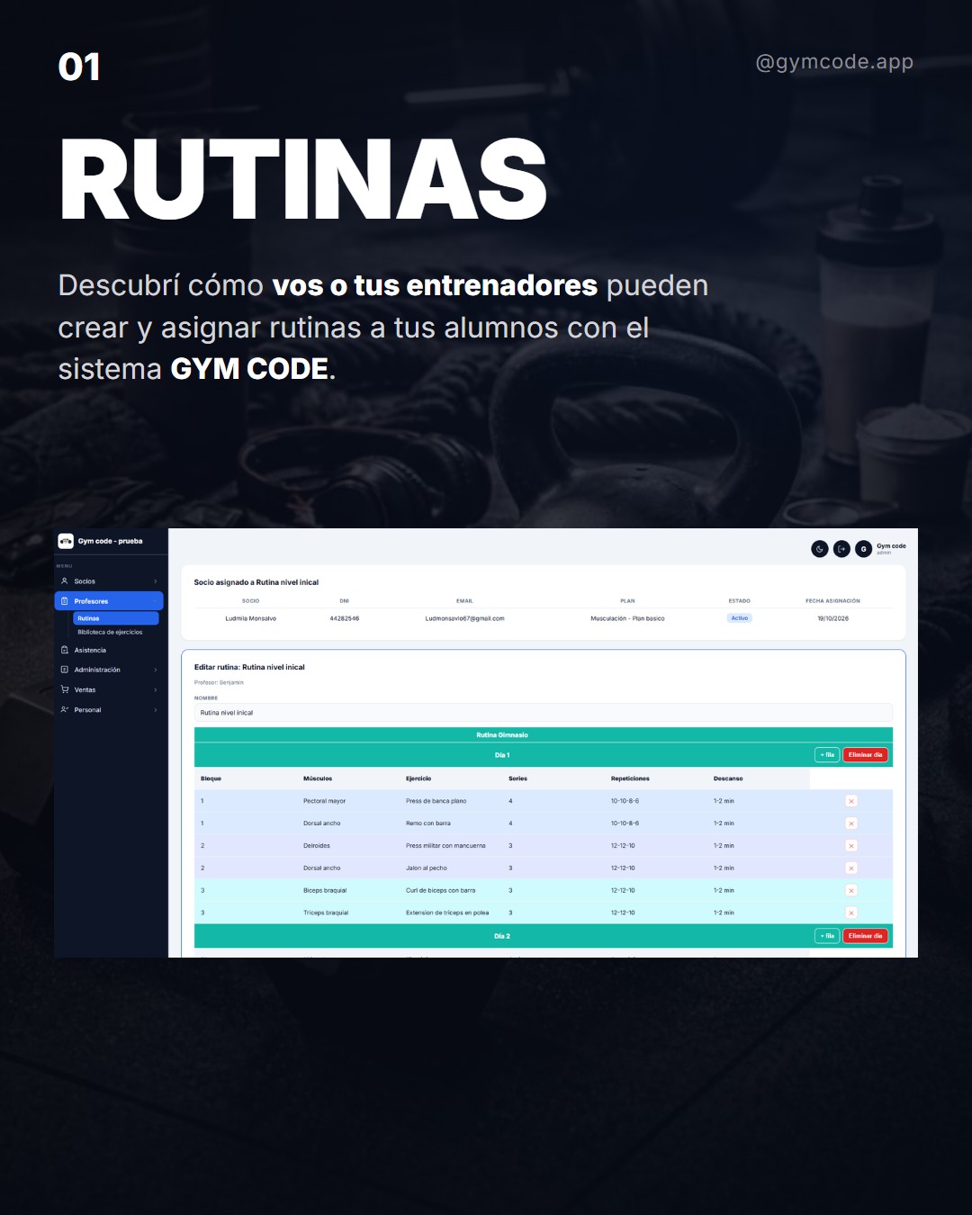 Paso 1: armar y asignar una rutina en SIGA Gym