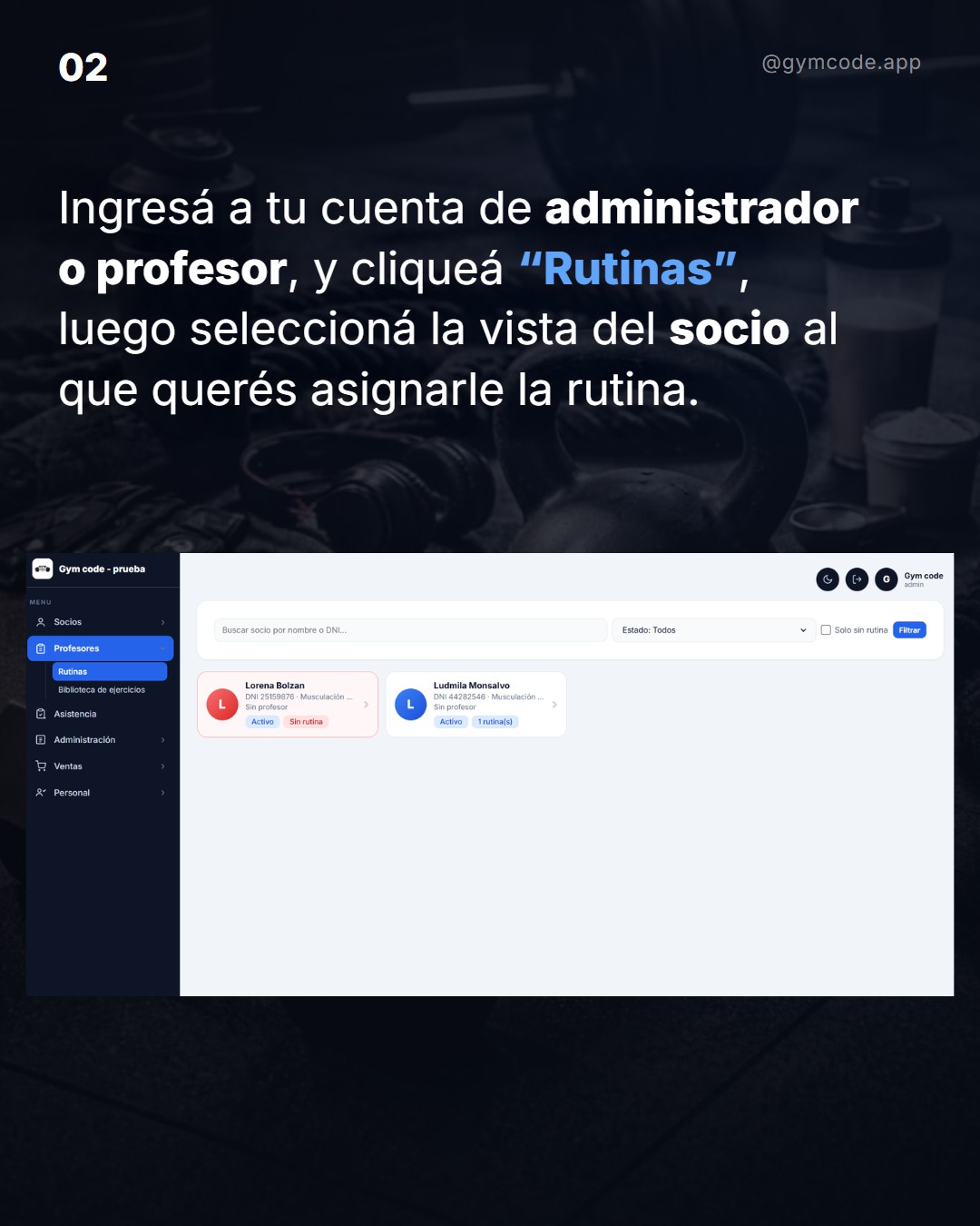 Paso 2: armar y asignar una rutina en SIGA Gym