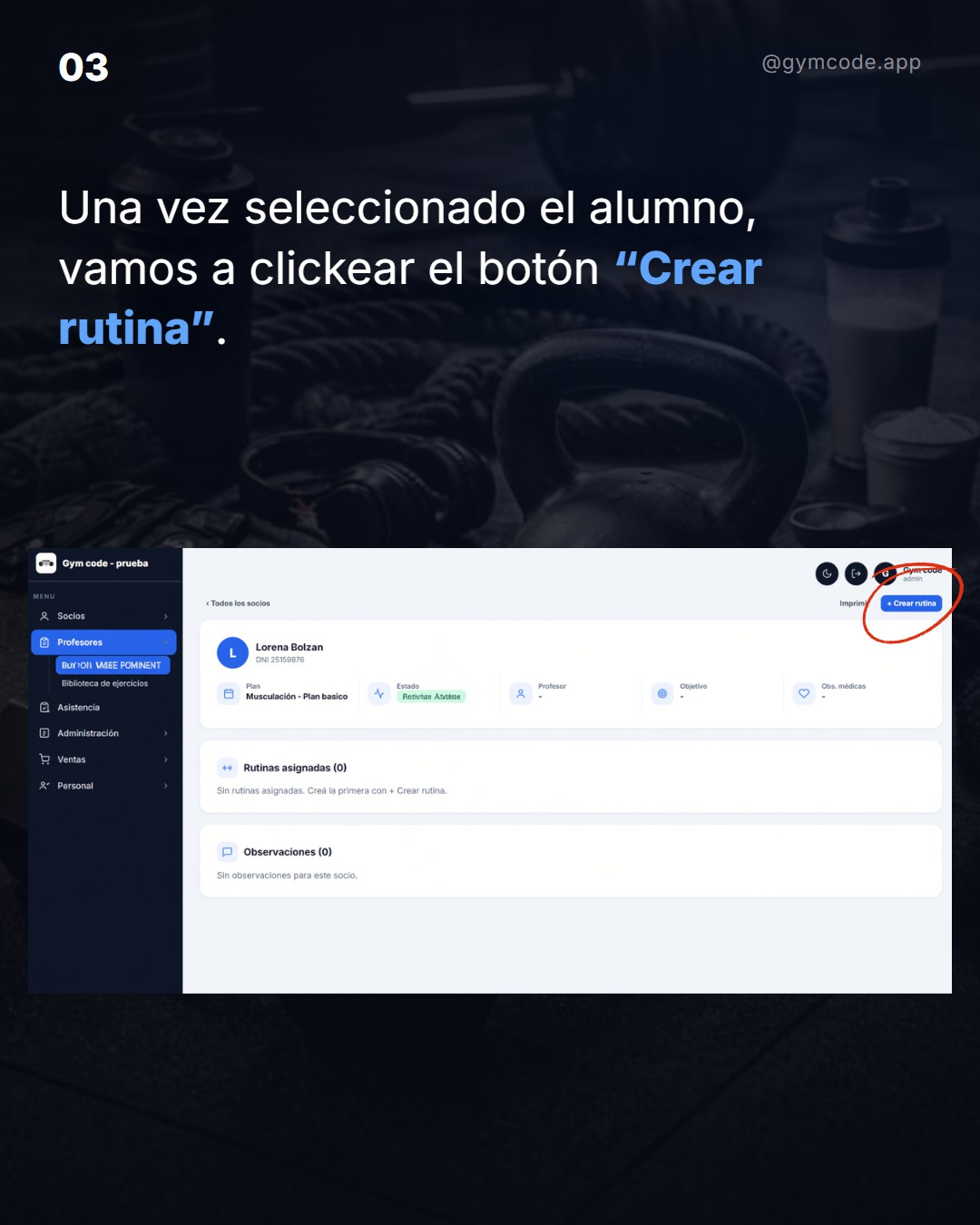 Paso 3: armar y asignar una rutina en SIGA Gym